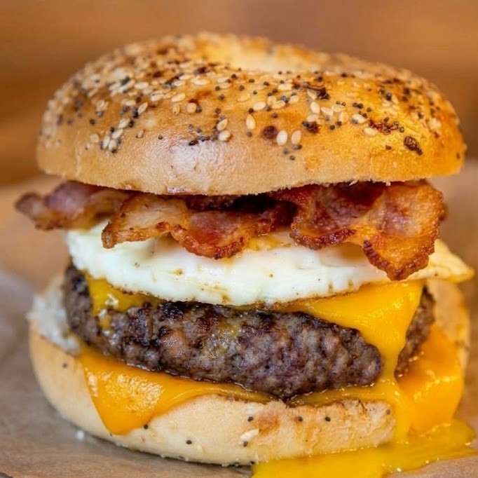 Breakfast bagel sandwich with egg, bacon and cheese at Krauszer's deli in East Windsor, NJ