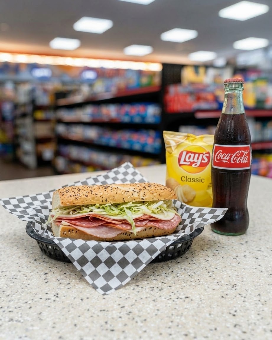 Italian hoagie with chips and a soda at Krauszer's deli in East Windsor, NJ